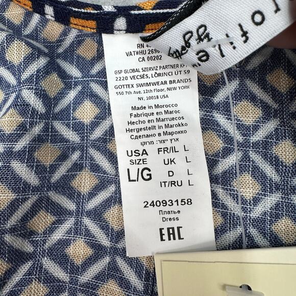 Profile by Gottex Let It Be Wrap Dress Womens L Orange Navy E24093158 V-neck SS - Picture 15 of 16